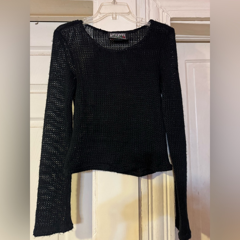 Lip Service vintage 90s Black sheer Knit Sweater goth grunge